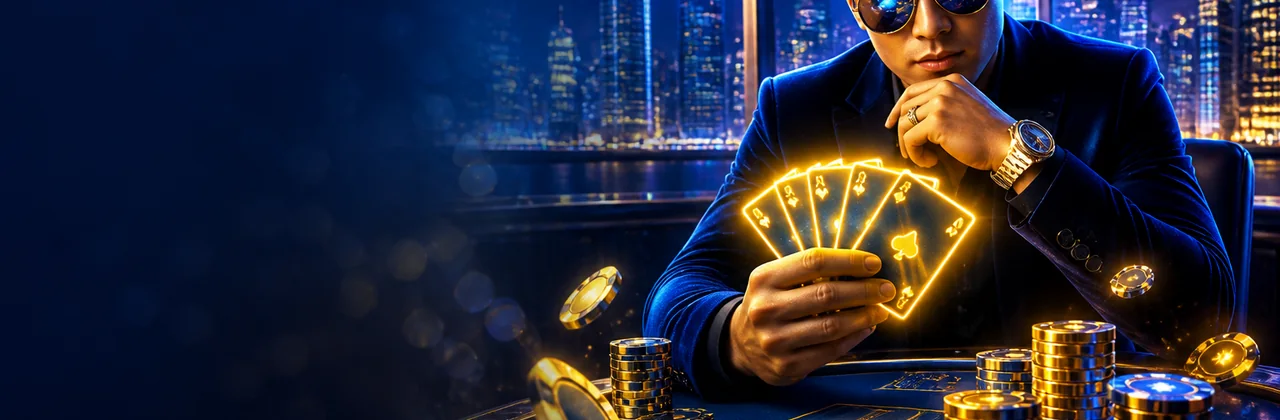 Bàn Poker Việt Nam với ánh đèn neon và chip phát sáng